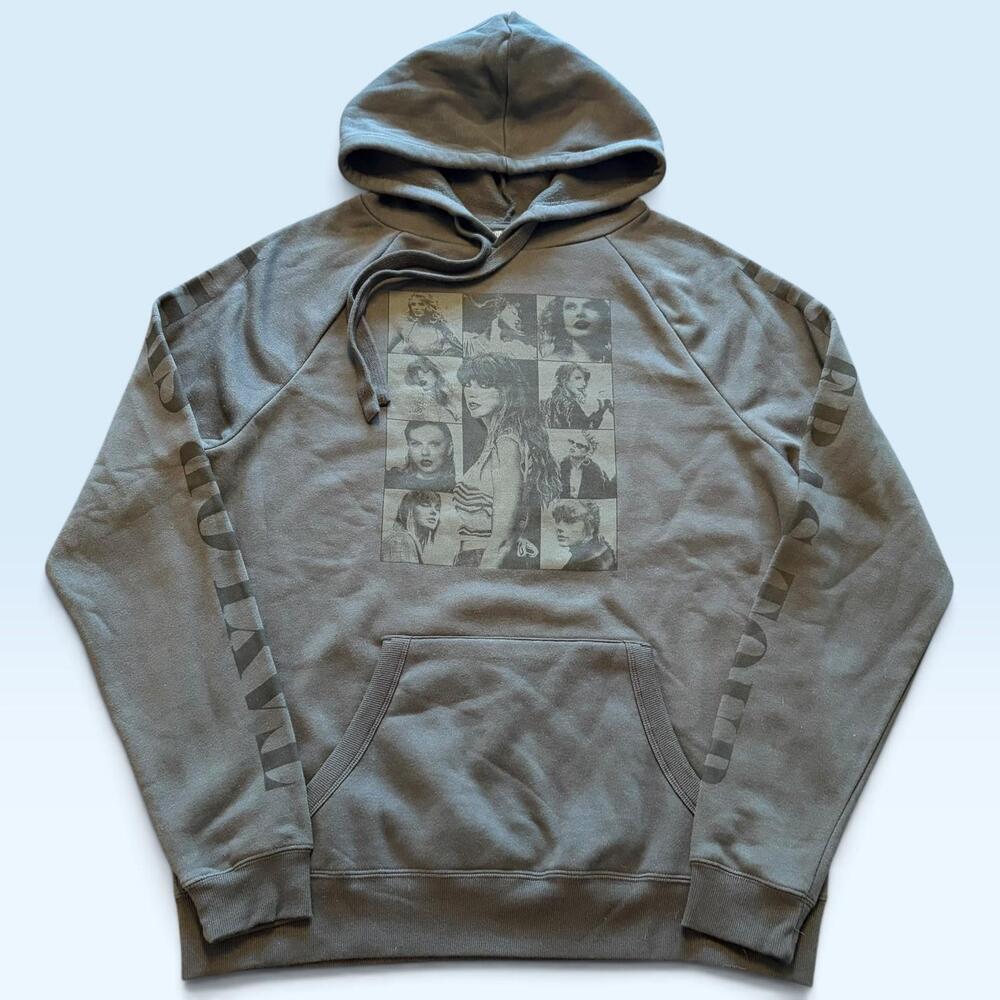 Taylor Swift Hoodie Womens Medium Gray The Eras Tour Pullover Cities Back Fleece